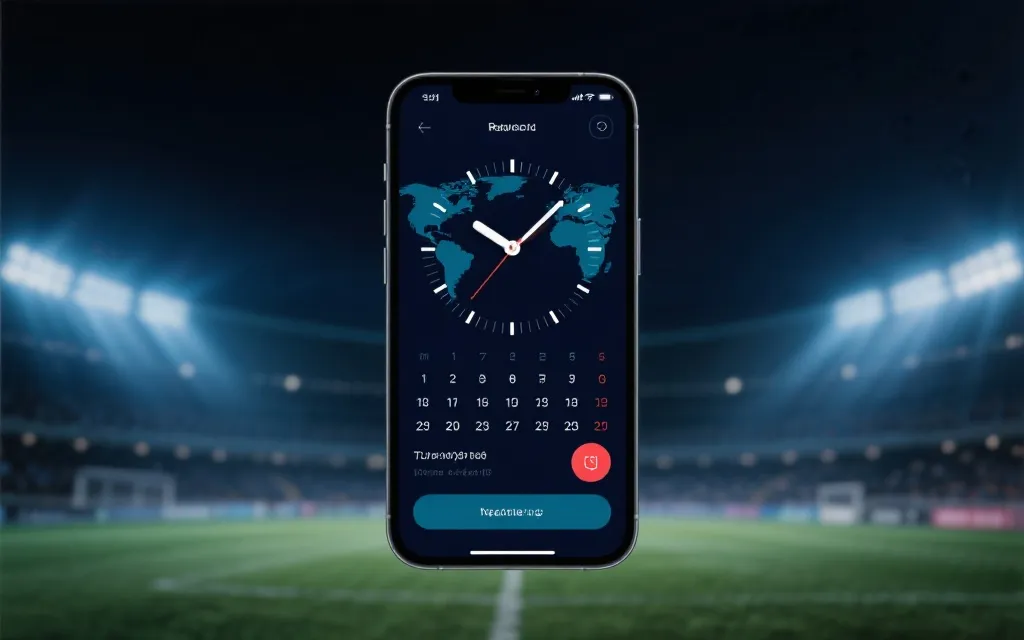 手机日历与世界时钟同屏，展示世界杯比赛跨时区换算
